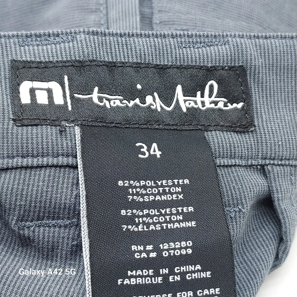 Travis Mathew Mens Golf‎ Shorts Grey Micro Stripe Stretch Size 34